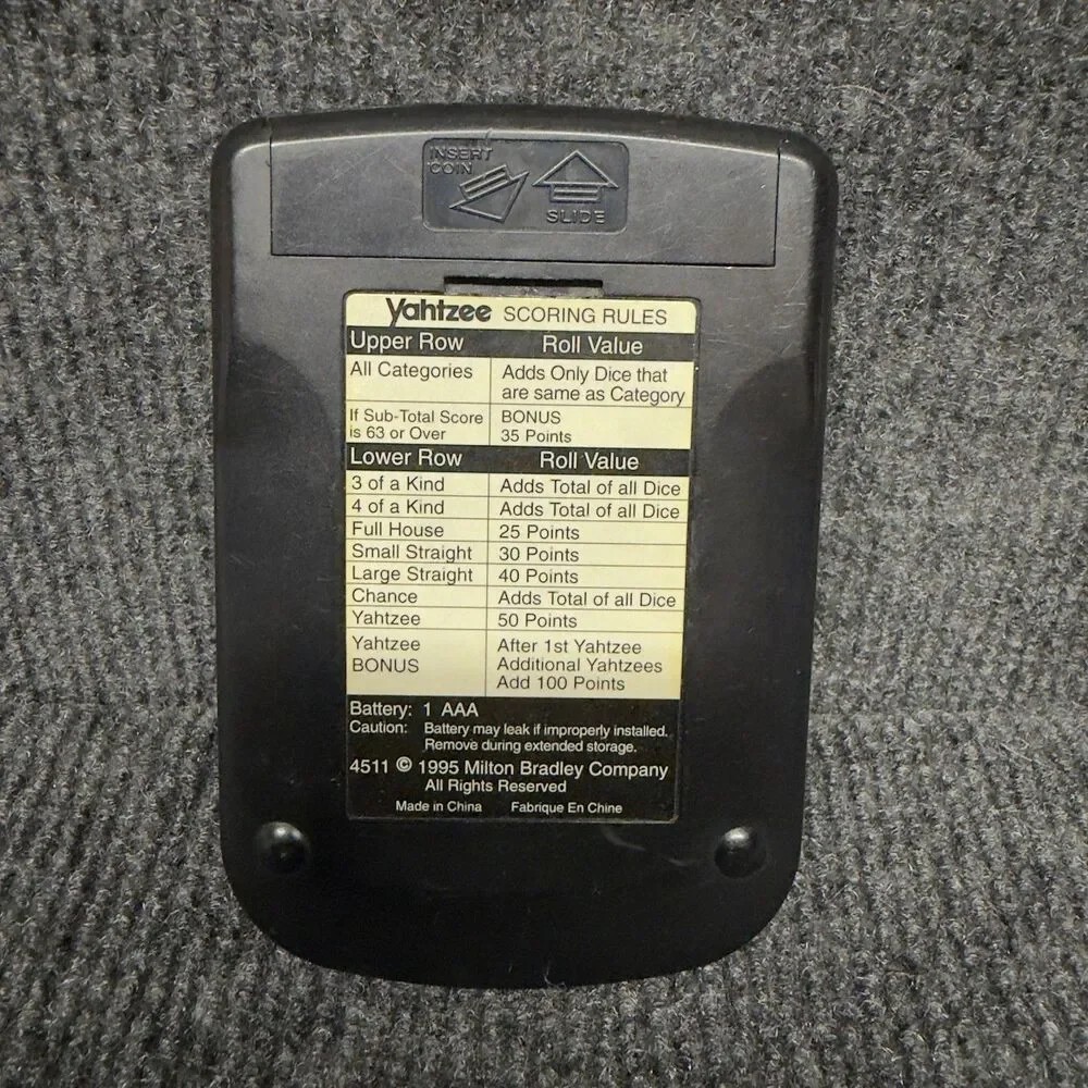 Milton Bradley Yahtzee Electronic Handheld Black Tested Working 1995